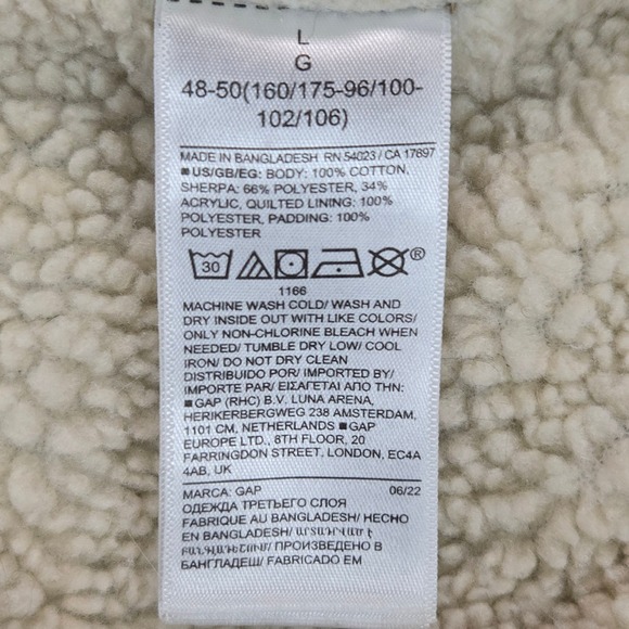 Gap Denim Sherpa Trucker Jacket Women's L Medium Wash Faux Shearling Lined - Picture 7 of 13